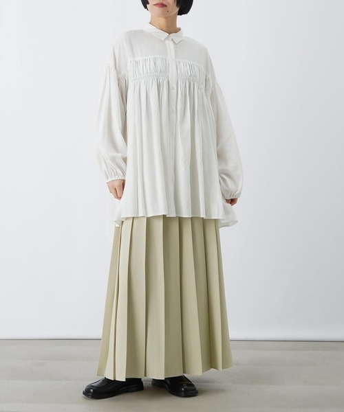 LUCA/LADY LUCK LUCA（ルカ/レディラックルカ）の「LC/LLL 衿付きデザインシャーリングチュニック/シャーリングチュニックシャツ（シャツ/ブラウス・レディース・ブラック/オフホワイト・FREE）」の10枚目の写真