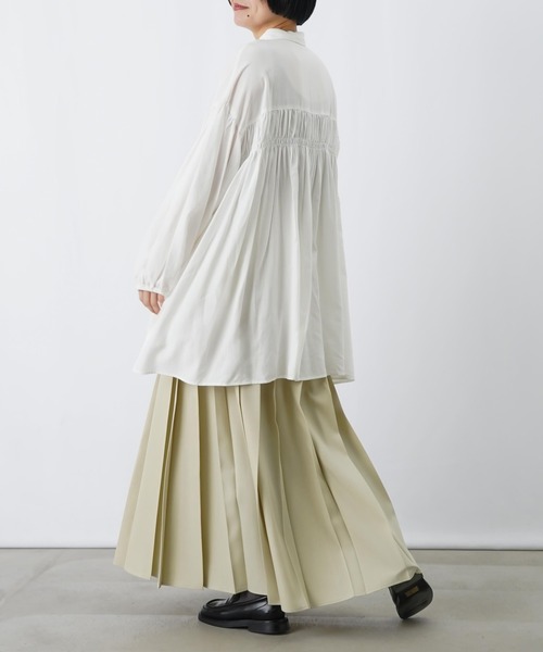 LUCA/LADY LUCK LUCA（ルカ/レディラックルカ）の「LC/LLL 衿付きデザインシャーリングチュニック/シャーリングチュニックシャツ（シャツ/ブラウス・レディース・ブラック/オフホワイト・FREE）」の12枚目の写真