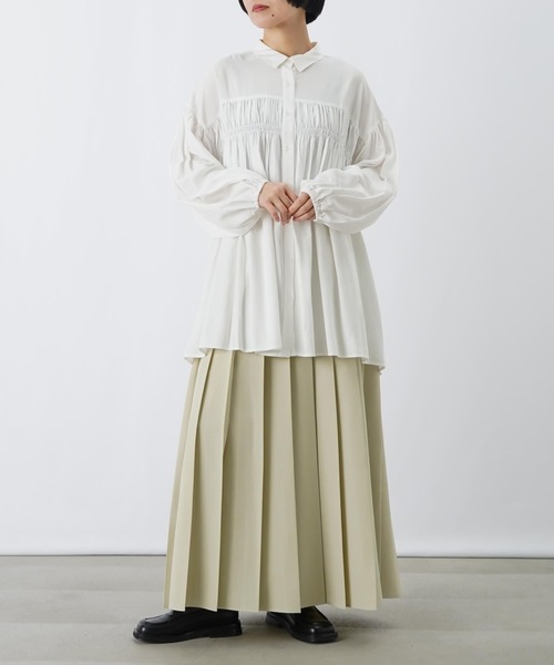 LUCA/LADY LUCK LUCA（ルカ/レディラックルカ）の「LC/LLL 衿付きデザインシャーリングチュニック/シャーリングチュニックシャツ（シャツ/ブラウス・レディース・ブラック/オフホワイト・FREE）」の13枚目の写真