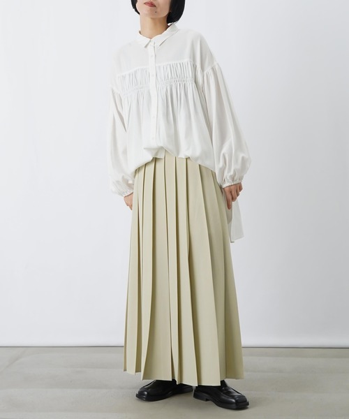 LUCA/LADY LUCK LUCA（ルカ/レディラックルカ）の「LC/LLL 衿付きデザインシャーリングチュニック/シャーリングチュニックシャツ（シャツ/ブラウス・レディース・ブラック/オフホワイト・FREE）」の14枚目の写真