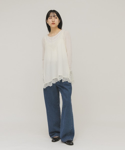 KBF（ケイビーエフ）の「レイヤードヘンリーネックTEE（Tシャツ/カットソー・レディース・ブラック/ベージュ系その他/オフホワイト・ONE）」の10枚目の写真