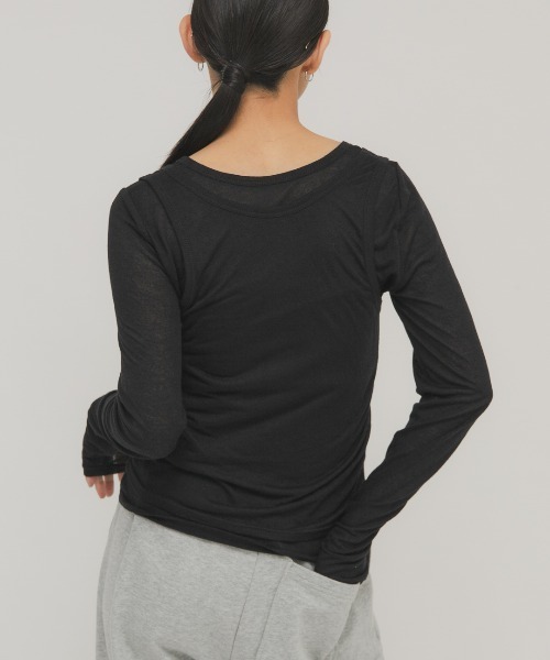 KBF（ケイビーエフ）の「レイヤードヘンリーネックTEE（Tシャツ/カットソー・レディース・ブラック/ベージュ系その他/オフホワイト・ONE）」の16枚目の写真