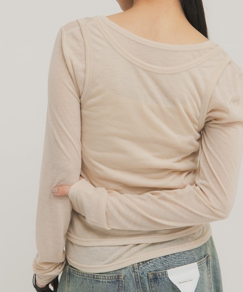 KBF（ケイビーエフ）の「レイヤードヘンリーネックTEE（Tシャツ/カットソー・レディース・ブラック/ベージュ系その他/オフホワイト・ONE）」の22枚目の写真