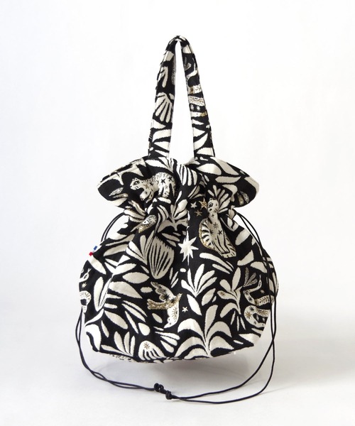Erwan L(アルワンエル)の「Erwan L(アルワンエル) / ドロウストリングトートバッグ Drawstring tote EL-25007 フランス製(トートバッグ・レディース・ライトブルー/ネイビー×ホワイト/ブラックミックス/レオパード/ライトグレー/ブラック×ホワイト/マルチ・FREE)」の3枚目の写真
