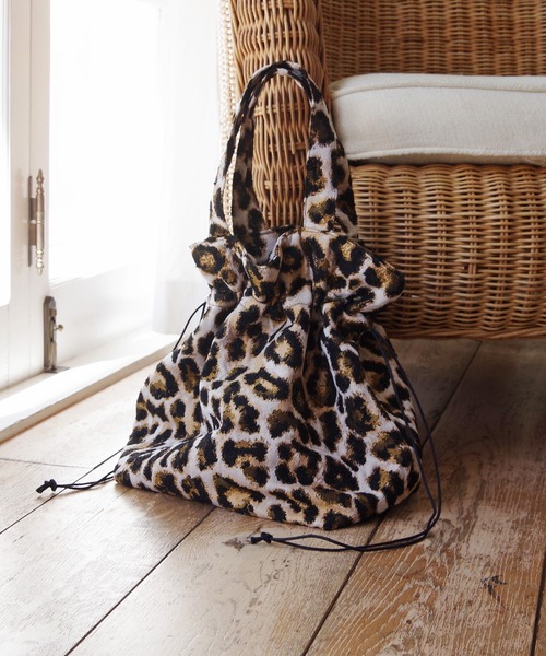 Erwan L(アルワンエル)の「Erwan L(アルワンエル) / ドロウストリングトートバッグ Drawstring tote EL-25007 フランス製(トートバッグ・レディース・ライトブルー/ネイビー×ホワイト/ブラックミックス/レオパード/ライトグレー/ブラック×ホワイト/マルチ・FREE)」の7枚目の写真