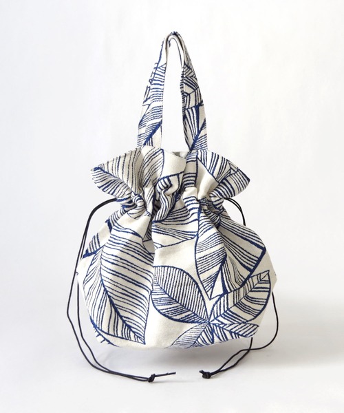 Erwan L(アルワンエル)の「Erwan L(アルワンエル) / ドロウストリングトートバッグ Drawstring tote EL-25007 フランス製(トートバッグ・レディース・ライトブルー/ネイビー×ホワイト/ブラックミックス/レオパード/ライトグレー/ブラック×ホワイト/マルチ・FREE)」の5枚目の写真