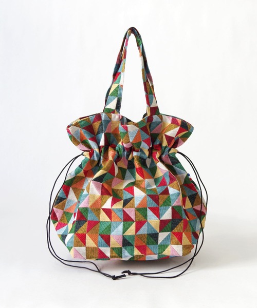 Erwan L(アルワンエル)の「Erwan L(アルワンエル) / ドロウストリングトートバッグ Drawstring tote EL-25007 フランス製(トートバッグ・レディース・ライトブルー/ネイビー×ホワイト/ブラックミックス/レオパード/ライトグレー/ブラック×ホワイト/マルチ・FREE)」の6枚目の写真