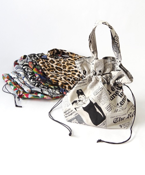 Erwan L(アルワンエル)の「Erwan L(アルワンエル) / ドロウストリングトートバッグ Drawstring tote EL-25007 フランス製(トートバッグ・レディース・ライトブルー/ネイビー×ホワイト/ブラックミックス/レオパード/ライトグレー/ブラック×ホワイト/マルチ・FREE)」の19枚目の写真