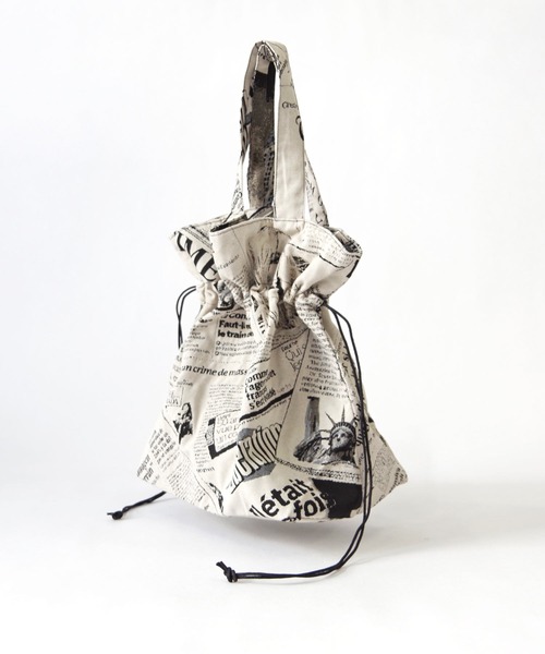 Erwan L(アルワンエル)の「Erwan L(アルワンエル) / ドロウストリングトートバッグ Drawstring tote EL-25007 フランス製(トートバッグ・レディース・ライトブルー/ネイビー×ホワイト/ブラックミックス/レオパード/ライトグレー/ブラック×ホワイト/マルチ・FREE)」の20枚目の写真