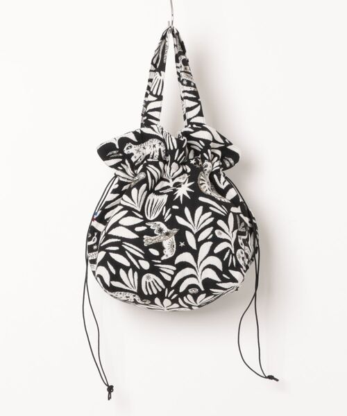 Erwan L(アルワンエル)の「Erwan L(アルワンエル) / ドロウストリングトートバッグ Drawstring tote EL-25007 フランス製(トートバッグ・レディース・ライトブルー/ネイビー×ホワイト/ブラックミックス/レオパード/ライトグレー/ブラック×ホワイト/マルチ・FREE)」の10枚目の写真