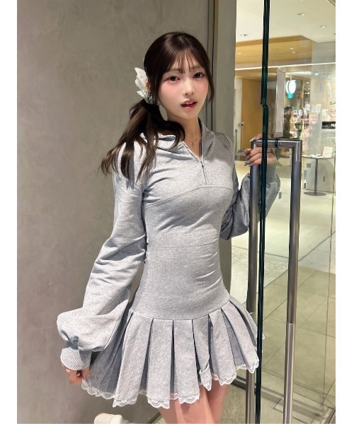 Darich レースドッキングプリーツミニワンピース レースドッキングプリーツミニワンピース（ワンピース）｜Darich