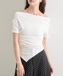 《WEB限定》サイドギャザードレープTシャツ