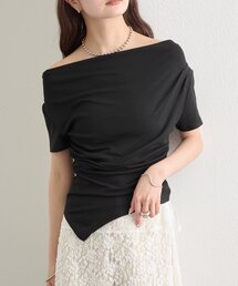 《WEB限定》サイドギャザードレープTシャツ