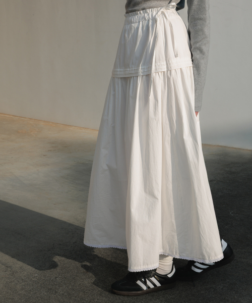 DEHEVE（デヘヴェ）の「Ruffle Long Skirt [Ivory]（スカート・レディース・アイボリー・FREE）」の7枚目の写真