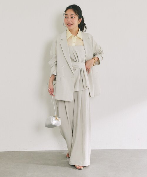 La boutique BonBon（ラブティックボンボン）の「【セットアップ可・女っぽカジュアル】キュプラ混ジャケット（テーラードジャケット・レディース・ピンク/ライトグレー・FREE）」の6枚目の写真