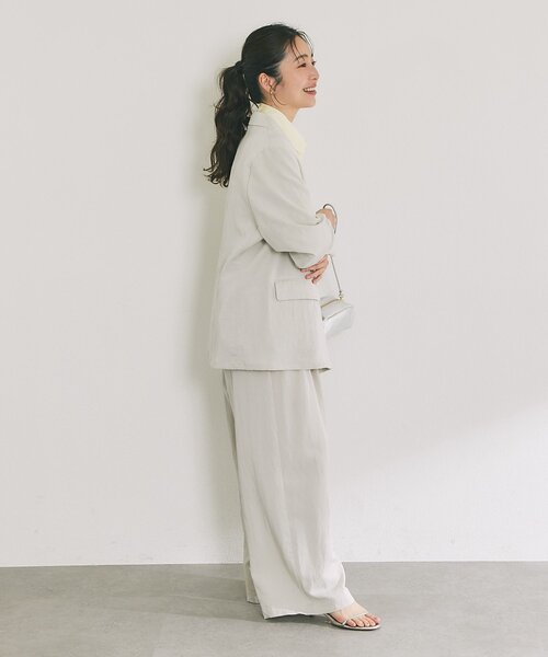 La boutique BonBon（ラブティックボンボン）の「【セットアップ可・女っぽカジュアル】キュプラ混ジャケット（テーラードジャケット・レディース・ピンク/ライトグレー・FREE）」の7枚目の写真