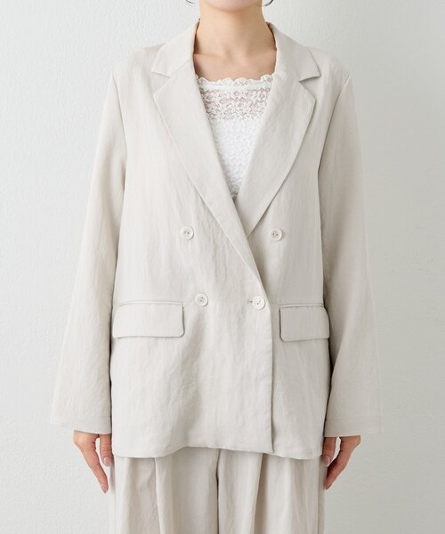 La boutique BonBon（ラブティックボンボン）の「【セットアップ可・女っぽカジュアル】キュプラ混ジャケット（テーラードジャケット・レディース・ピンク/ライトグレー・FREE）」の17枚目の写真