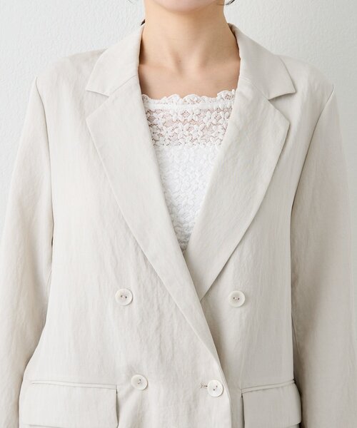 La boutique BonBon（ラブティックボンボン）の「【セットアップ可・女っぽカジュアル】キュプラ混ジャケット（テーラードジャケット・レディース・ピンク/ライトグレー・FREE）」の20枚目の写真