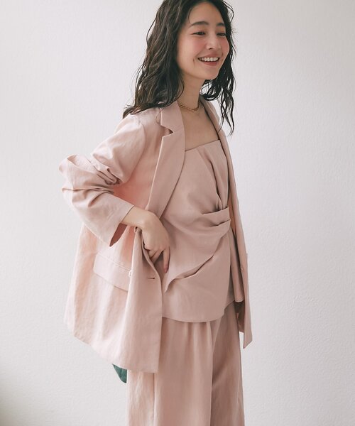 La boutique BonBon（ラブティックボンボン）の「【セットアップ可・女っぽカジュアル】キュプラ混ジャケット（テーラードジャケット・レディース・ピンク/ライトグレー・FREE）」の11枚目の写真