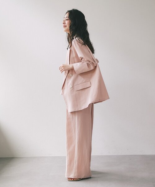 La boutique BonBon（ラブティックボンボン）の「【セットアップ可・女っぽカジュアル】キュプラ混ジャケット（テーラードジャケット・レディース・ピンク/ライトグレー・FREE）」の15枚目の写真