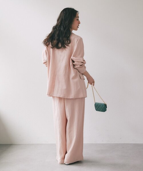 La boutique BonBon（ラブティックボンボン）の「【セットアップ可・女っぽカジュアル】キュプラ混ジャケット（テーラードジャケット・レディース・ピンク/ライトグレー・FREE）」の16枚目の写真