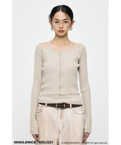 MOUSSY(マウジー)の「INSILENCE OFF SHOULDER ニット(ニット/セーター・レディース・アイボリー/ブラック/グレイッシュベージュ・1)」の3枚目の写真