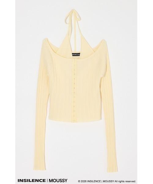 MOUSSY(マウジー)の「INSILENCE OFF SHOULDER ニット(ニット/セーター・レディース・アイボリー/ブラック/グレイッシュベージュ・1)」の1枚目の写真