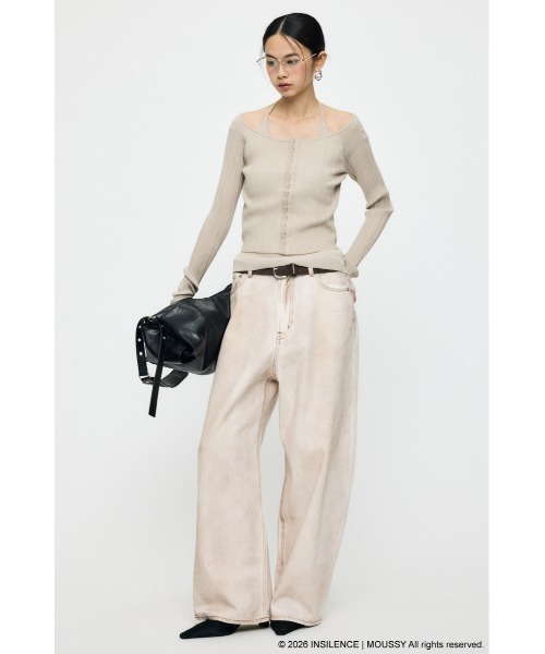 MOUSSY(マウジー)の「INSILENCE OFF SHOULDER ニット(ニット/セーター・レディース・アイボリー/ブラック/グレイッシュベージュ・1)」の9枚目の写真