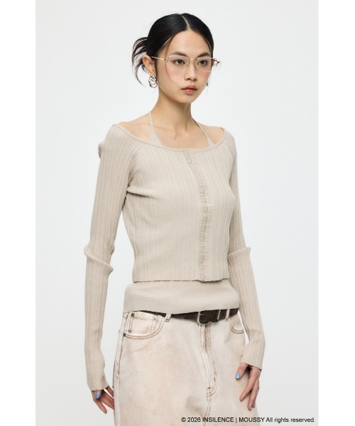 MOUSSY(マウジー)の「INSILENCE OFF SHOULDER ニット(ニット/セーター・レディース・アイボリー/ブラック/グレイッシュベージュ・1)」の11枚目の写真