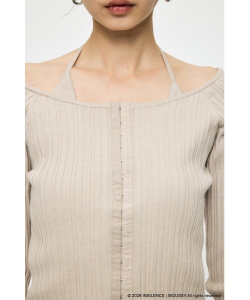 MOUSSY(マウジー)の「INSILENCE OFF SHOULDER ニット(ニット/セーター・レディース・アイボリー/ブラック/グレイッシュベージュ・1)」の14枚目の写真
