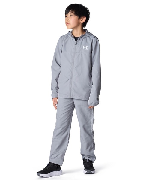 UNDER ARMOUR(アンダーアーマー)の「アンダーアーマー UAライバル ウーブン ジャケット(ナイロンジャケット・キッズ・グレー/ネイビー・130cm/140cm/150cm/160cm)」の10枚目の写真