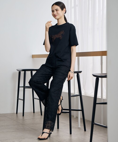 自由区(ジユウク)の「ホースモチーフロゴ Tシャツ(Tシャツ/カットソー・レディース・アイボリー系/ブラック系・40/38)」の7枚目の写真