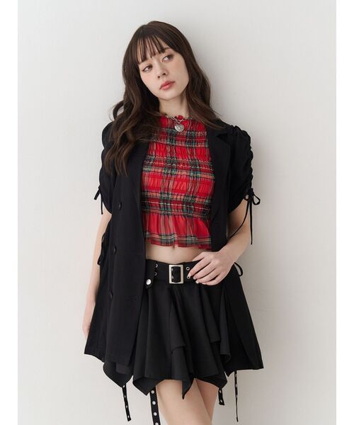 jouetie（ジュエティ）の「シャーリングシアートップス（Tシャツ/カットソー・レディース・ブラック/オフホワイト/レッド・MEDIUM）」の6枚目の写真