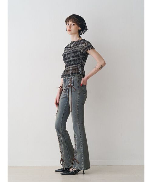 jouetie（ジュエティ）の「シャーリングシアートップス（Tシャツ/カットソー・レディース・ブラック/オフホワイト/レッド・MEDIUM）」の19枚目の写真