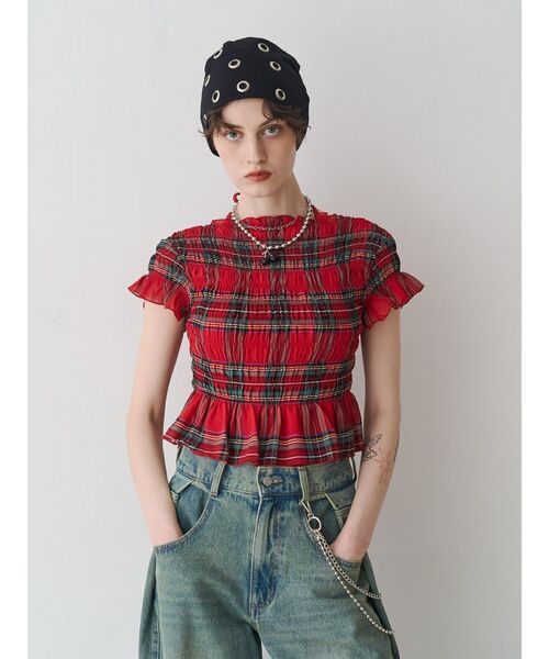 jouetie（ジュエティ）の「シャーリングシアートップス（Tシャツ/カットソー・レディース・ブラック/オフホワイト/レッド・MEDIUM）」の21枚目の写真