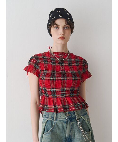 jouetie（ジュエティ）の「シャーリングシアートップス（Tシャツ/カットソー・レディース・ブラック/オフホワイト/レッド・MEDIUM）」の22枚目の写真