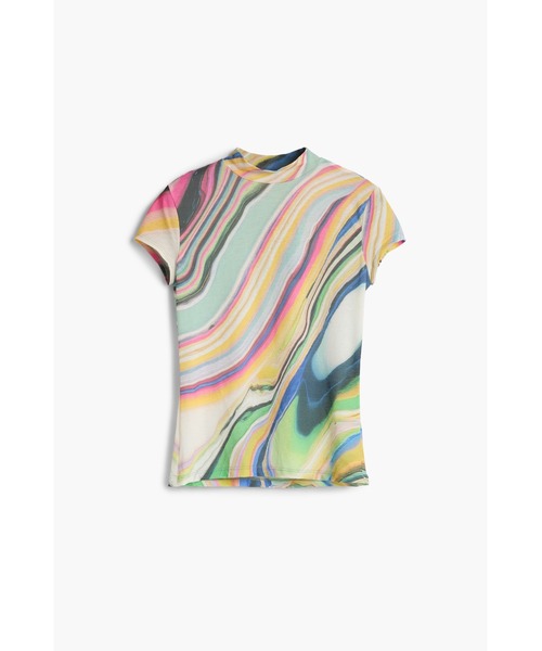 Desigual(デシグアル)の「マーブルウェーブプリントフィットTシャツ(Tシャツ/カットソー・レディース・グリーン・XL/L/M/S/XS)」の5枚目の写真