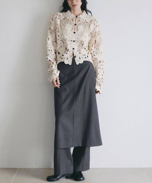 anuke(アンヌーク)の「anuke Embroidery Over Shirts エンブロイダリーオーバーシャツ/62620402(シャツ/ブラウス・レディース・ブラウン/アイボリー・ONE SIZE)」の3枚目の写真