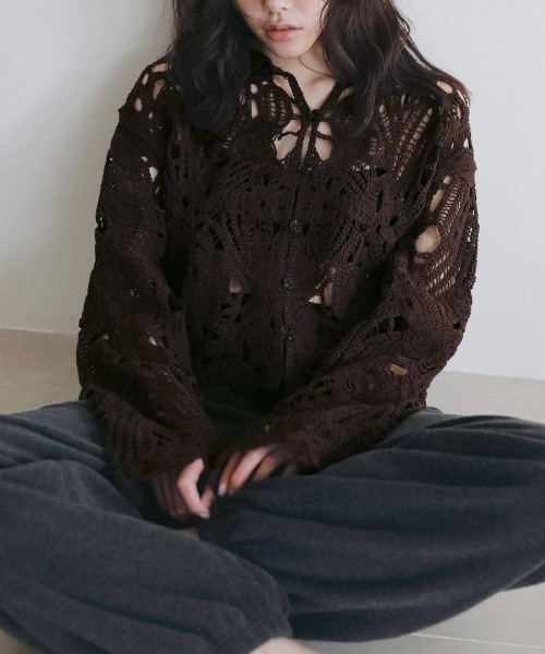 anuke(アンヌーク)の「anuke Embroidery Over Shirts エンブロイダリーオーバーシャツ/62620402(シャツ/ブラウス・レディース・ブラウン/アイボリー・ONE SIZE)」の9枚目の写真