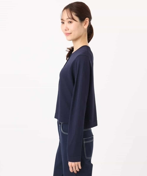 MK MICHEL KLEIN（エムケーミッシェルクラン）の「ドット釦ニットカーディガン/接触冷感/UVカット/洗える（カーディガン/ボレロ・レディース・ターコイズブルー/ネイビー/ホワイト・38）」の10枚目の写真