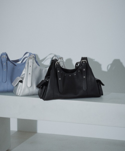 PAGEBOY(ページボーイ)の「【500mlペットボトル収納可能】ハトメベルトポケットバッグ(ハンドバッグ・レディース・ブルー/シルバー/ブラック・FREE)」の22枚目の写真