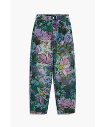 Desigual | グリーン×パープルワイルドガーデンフローラルプリントバギーカットデニムパンツ(デニムパンツ)