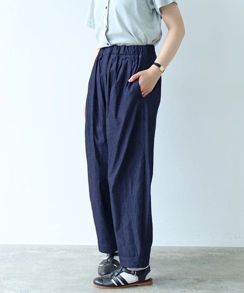 bulle de savon（ビュルデサボン）の「△5.5oz denim コクーンパンツ（その他パンツ・レディース・ネイビー・FREE）」の4枚目の写真