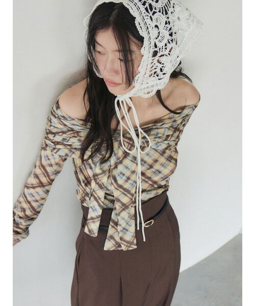 LAGUNAMOON（ラグナムーン）の「ニットレース刺繍スカーフ（その他ヘアアクセサリー・レディース・ホワイト/ブラック・FREE）」の8枚目の写真