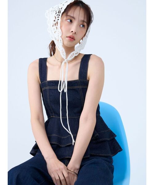 LAGUNAMOON（ラグナムーン）の「ニットレース刺繍スカーフ（その他ヘアアクセサリー・レディース・ホワイト/ブラック・FREE）」の11枚目の写真