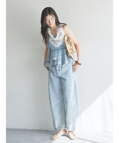 LAGUNAMOON（ラグナムーン）の「ニットレース刺繍スカーフ（その他ヘアアクセサリー・レディース・ホワイト/ブラック・FREE）」の18枚目の写真