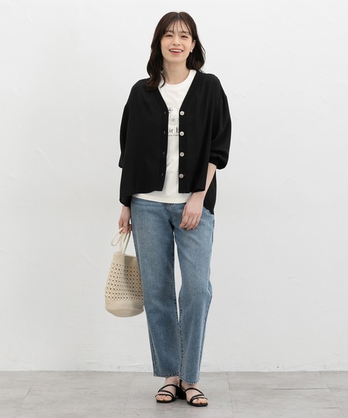 Honeys（ハニーズ）の「【ハニさら・接触冷感・ＵＶカット】フルーツ柄プリントＴ（Tシャツ/カットソー・レディース・ホワイト系その他/ピンク/スミクロ/ネイビー/ホワイト×レッド・L/LL/M/S）」の7枚目の写真