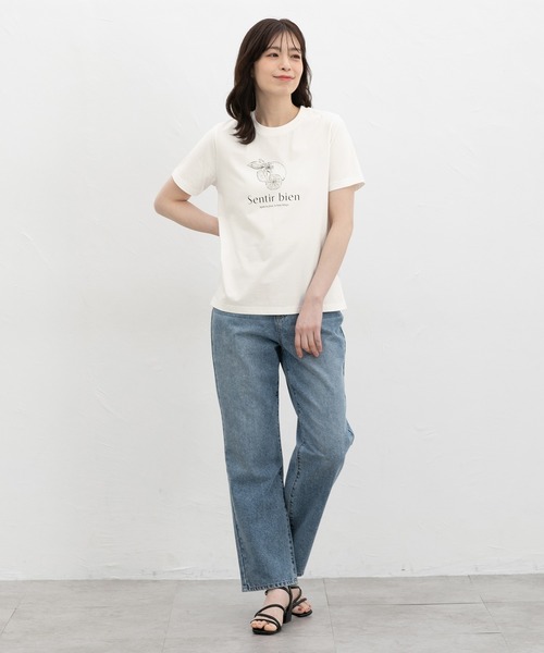 Honeys（ハニーズ）の「【ハニさら・接触冷感・ＵＶカット】フルーツ柄プリントＴ（Tシャツ/カットソー・レディース・ホワイト系その他/ピンク/スミクロ/ネイビー/ホワイト×レッド・L/LL/M/S）」の8枚目の写真
