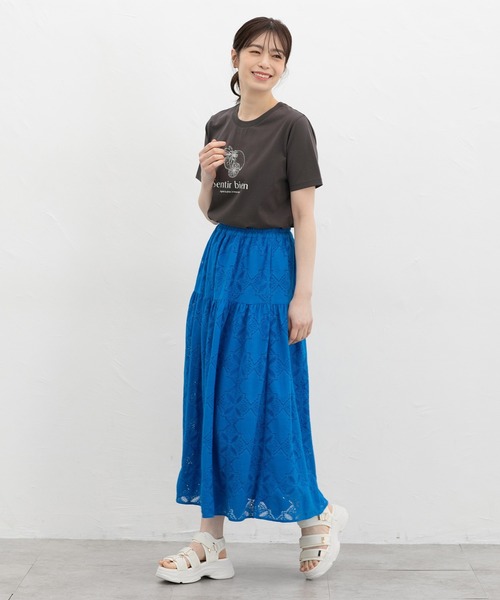 Honeys（ハニーズ）の「【ハニさら・接触冷感・ＵＶカット】フルーツ柄プリントＴ（Tシャツ/カットソー・レディース・ホワイト系その他/ピンク/スミクロ/ネイビー/ホワイト×レッド・L/LL/M/S）」の10枚目の写真