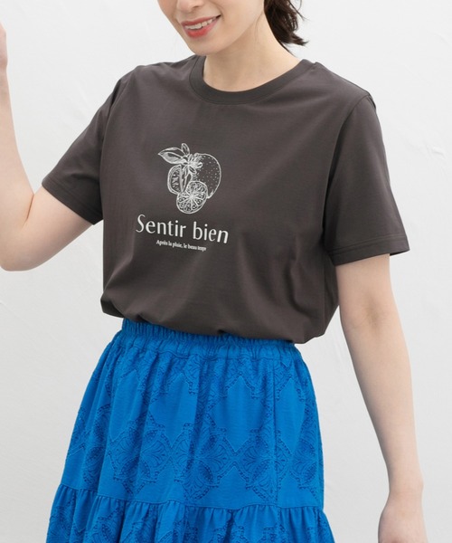 Honeys（ハニーズ）の「【ハニさら・接触冷感・ＵＶカット】フルーツ柄プリントＴ（Tシャツ/カットソー・レディース・ホワイト系その他/ピンク/スミクロ/ネイビー/ホワイト×レッド・L/LL/M/S）」の11枚目の写真